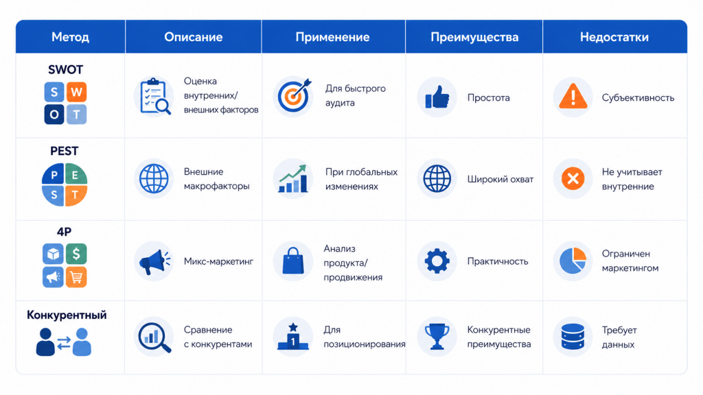 Сравнительная таблица методов